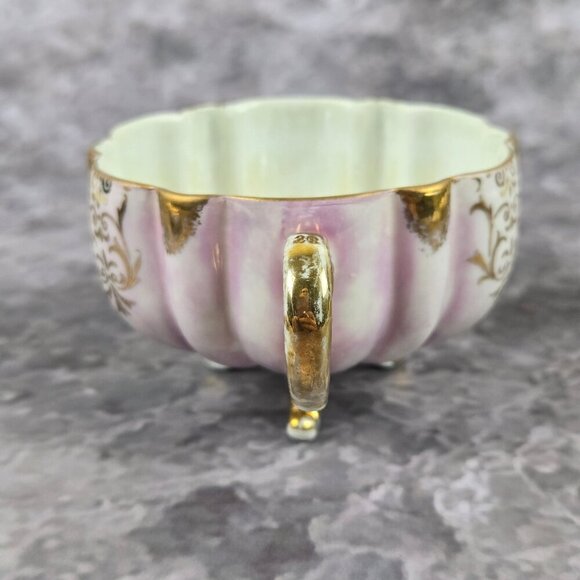 Vintage Royal Halsey Pink Lusterware Cup & Saucer Gold Accents Fluted Body - Picture 9 of 16